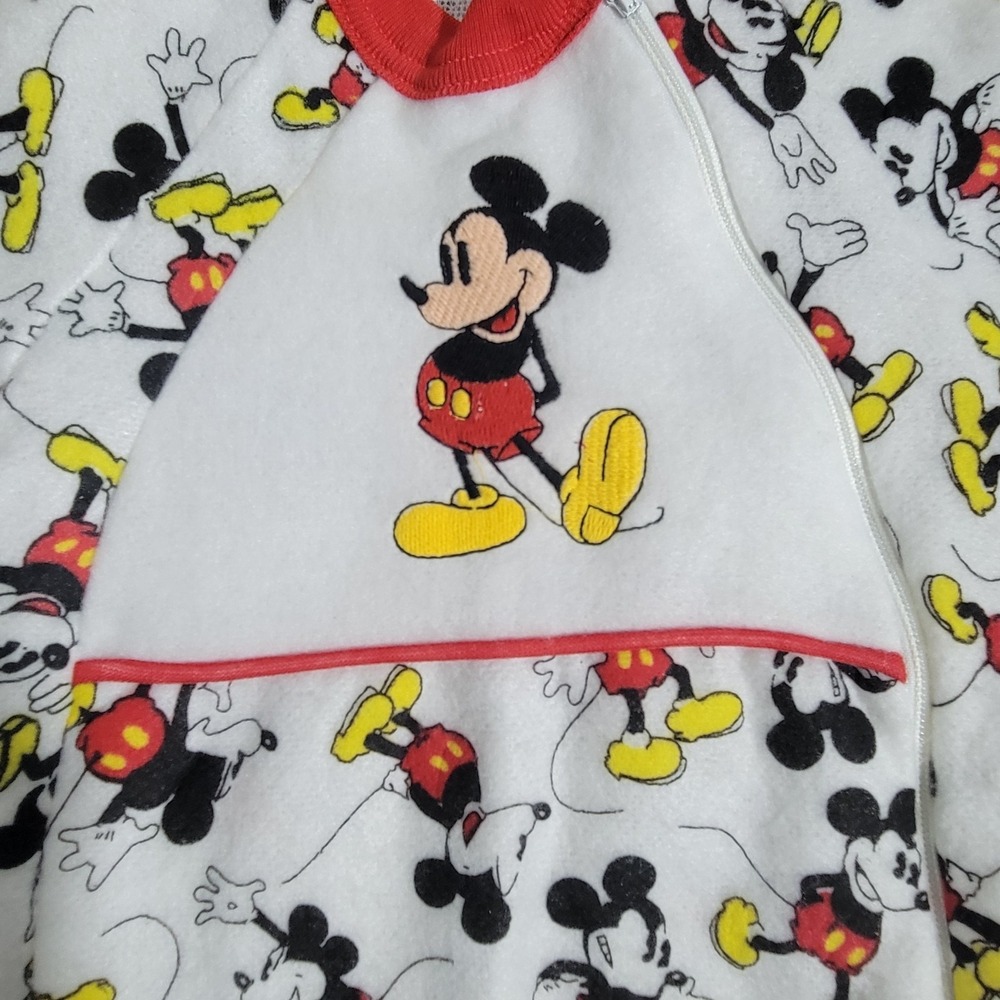 Vtg Sears Walt Disney Mickey One Piece Zip Footie Pajamas Small 12 Mos Made USA